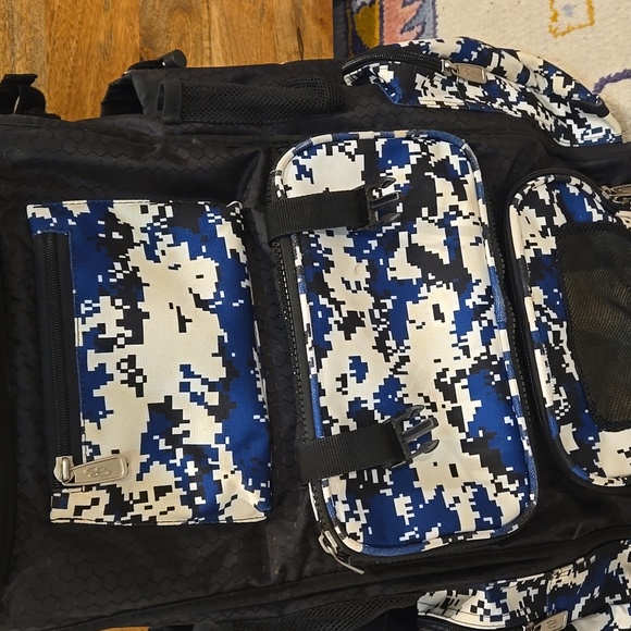 Boombah Superpack Bat Pack Backpack Blue and Black Camouflage Baseball Backpack - Picture 4 of 16
